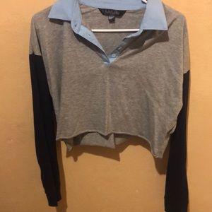 Blue long sleeve crop top